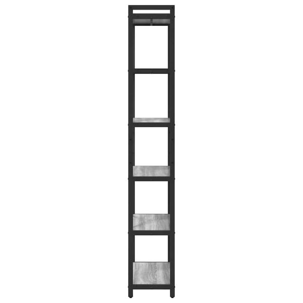 Bücherregal Grau Sonoma 60 x 30 x 188 cm Holz und Stahl
