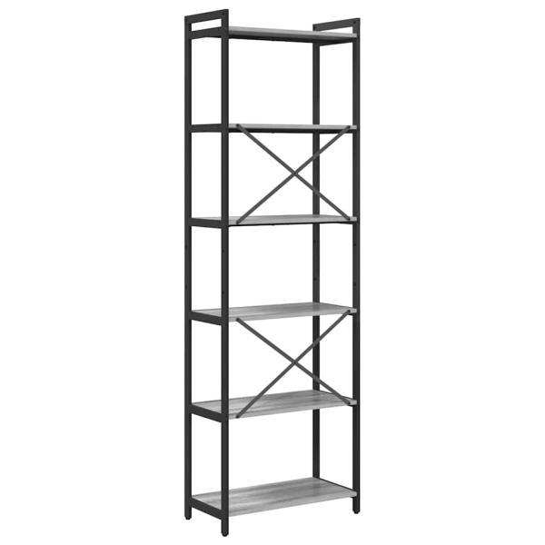 Bücherregal Grau Sonoma 60 x 30 x 188 cm Holz und Stahl