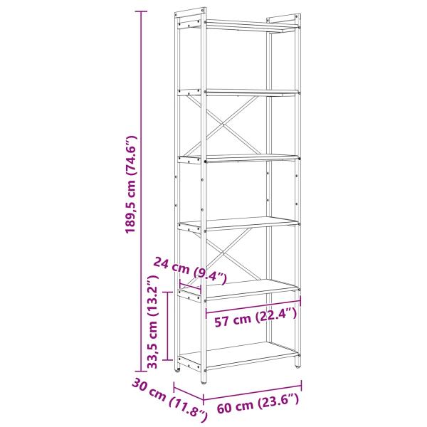 Bücherregal Altholz 60 x 30 x 188 cm Altes Holz