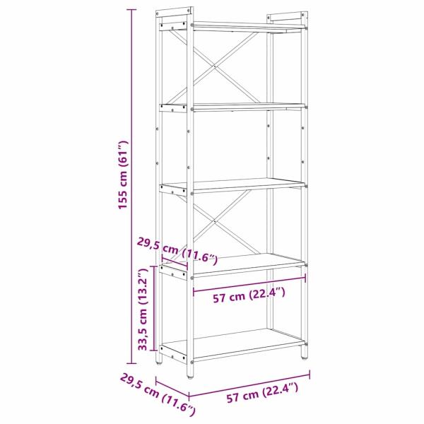 Bücherregal Sonoma Eiche 60 x 30 x 153 cm Holzwerkstoff