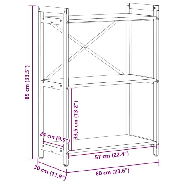 Bücherregal Räuchereiche 60 x 30 x 83 cm Holzwerkstoff