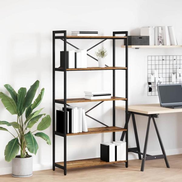 ARDEBO.de - Bücherregal Altholz 80 x 30 x 153 cm Holz und Stahl