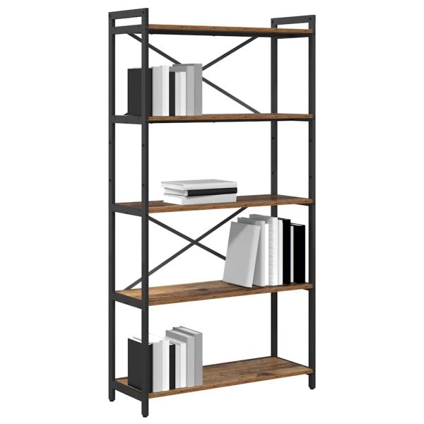 Bücherregal Altholz 80 x 30 x 153 cm Holz und Stahl