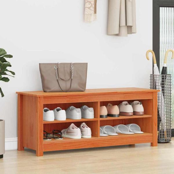 ARDEBO.de - Schuhbank Wachsbraun 110 x 38 x 45.5 cm Massivholz Kiefer