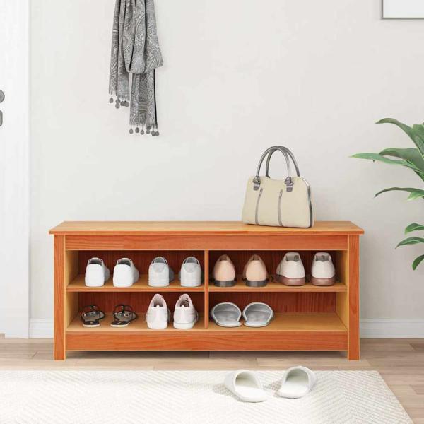 Schuhbank Wachsbraun 110 x 38 x 45.5 cm Massivholz Kiefer