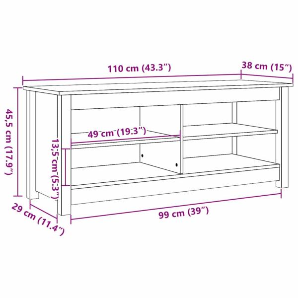 Schuhbank Wachsbraun 110 x 38 x 45.5 cm Massivholz Kiefer