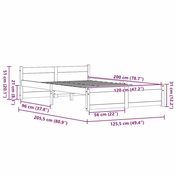 Bettgestell Wachsbraun 120 x 200 cm Massivholz Kiefer