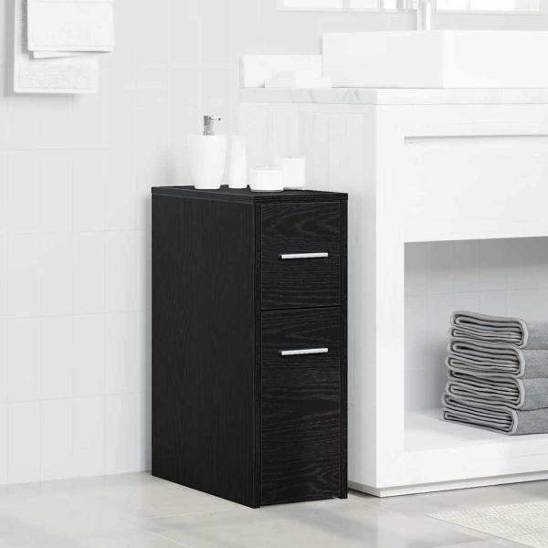 ARDEBO.de - Schlanker Badezimmer-Schrank Schwarze Eiche 22 x 44 x 61,5 cm