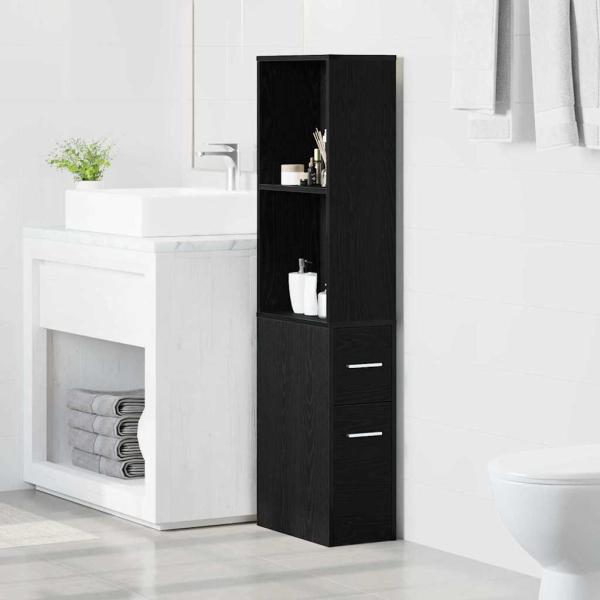ARDEBO.de - Schmaler Badezimmer-Schrank Schwarze Eiche 22 x 41 x 135 cm