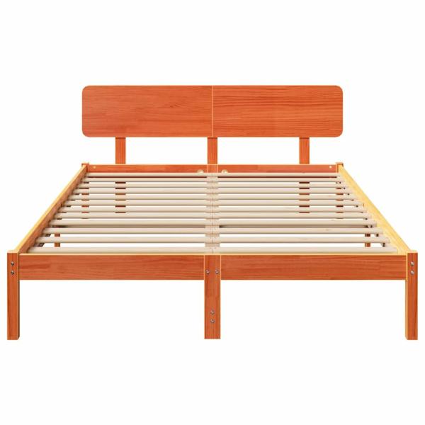 Bettgestell mit Kopfteil Wachsbraun 206,5 x 165,5 x 74 cm