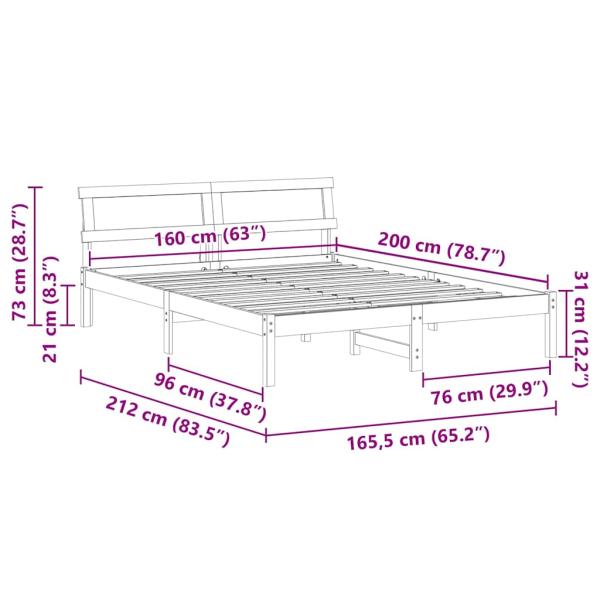 Bettgestell Weiß 160 x 200 cm Kiefernholz