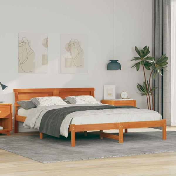 ARDEBO.de - Bettgestell Wachsbraun 140 x 200 cm Kiefernholz
