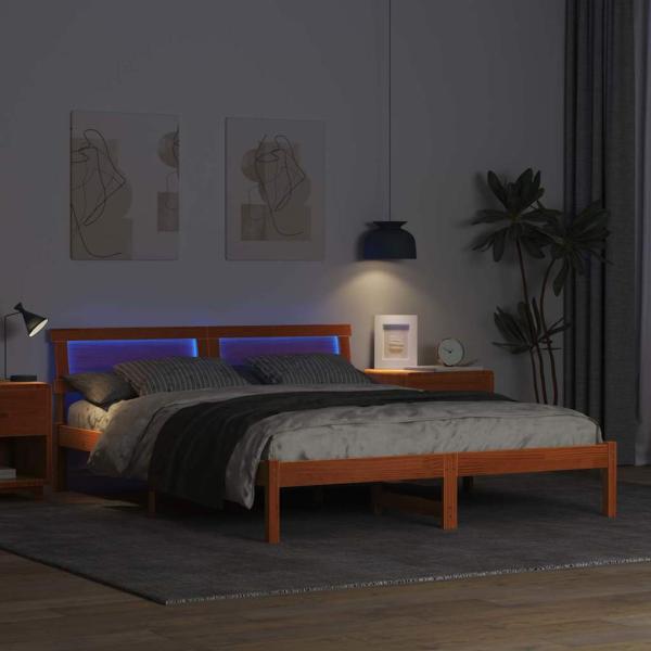 Bettgestell Wachsbraun 140 x 200 cm Kiefernholz