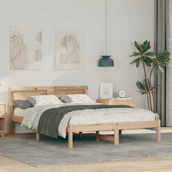 ARDEBO.de - Bettgestell Braun 135 x 190 cm Kiefernholz
