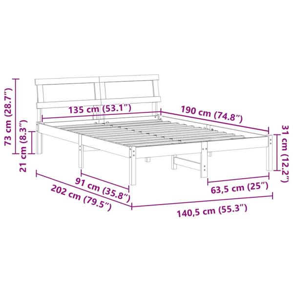 Bettgestell Braun 135 x 190 cm Kiefernholz