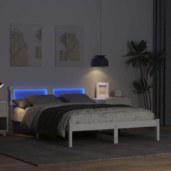 Bettgestell Weiß 135 x 190 cm Massivkiefer