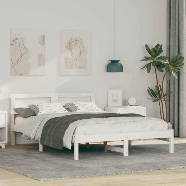 ARDEBO.de - Bettgestell Weiß 120 x 190 cm Kiefernholz