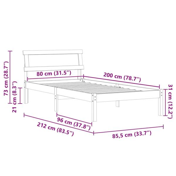 Bettgestell Wachsbraun 80 x 200 cm Kiefernholz