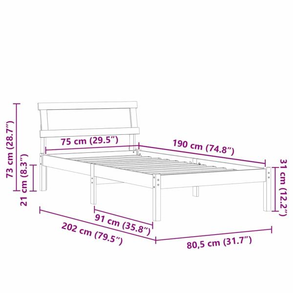 Bettgestell Braun 75 x 190 cm Massivkiefer