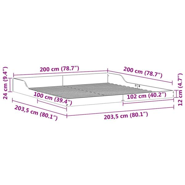 Bettgestell Weiß 200 x 200 cm Kiefernholz
