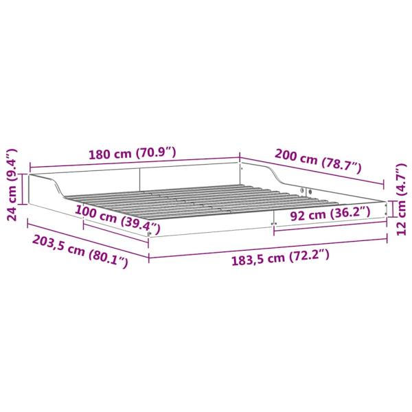 Bettgestell Weiß 180 x 200 cm Massivholz Kiefer