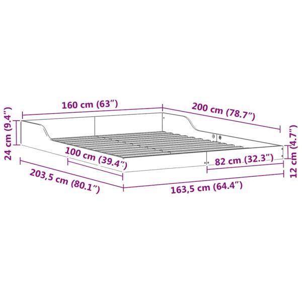 Bettgestell Weiß 160 x 200 cm Kiefernholz