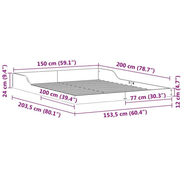 Bettgestell Weiß 150 x 200 cm Massivholz Kiefer