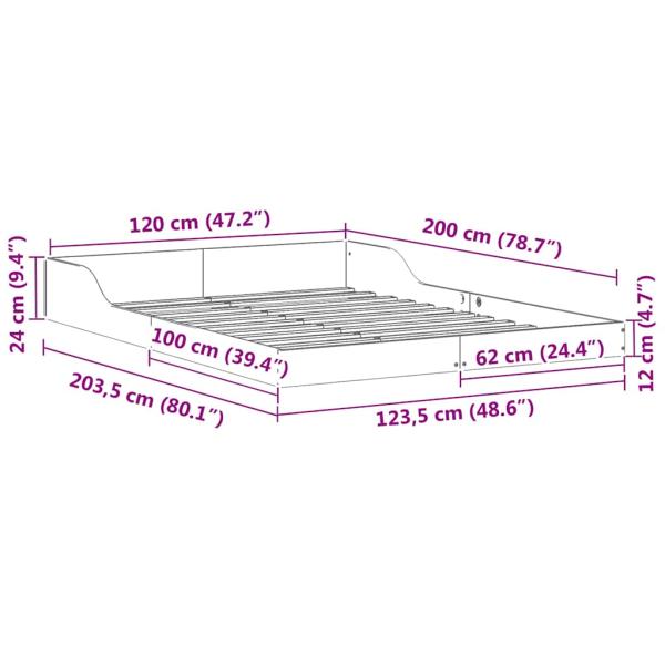 Bettgestell Wachsbraun 120 x 200 cm Massivholz Kiefer