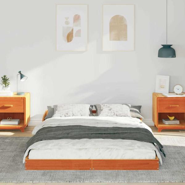 Bettgestell Wachsbraun 135 x 190 cm Kiefernholz