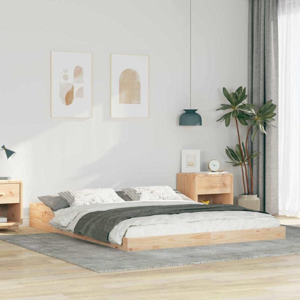 ARDEBO.de - Bettgestell Braun 140 x 210 cm Massivholz Kiefer