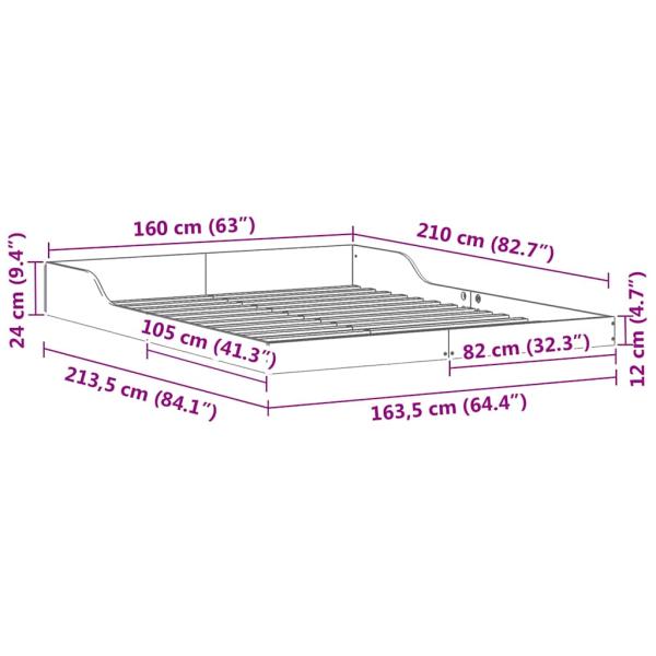 Bettgestell Braun 160 x 210 cm Massivholz Kiefer