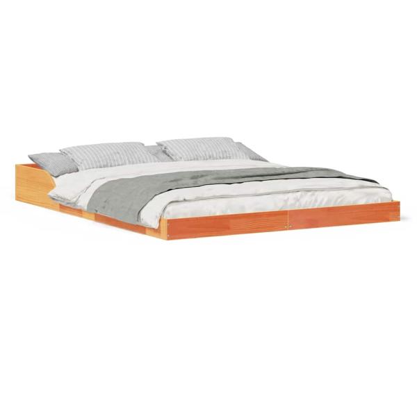 Bettgestell Wachsbraun 160 x 210 cm Massivholz Kiefer
