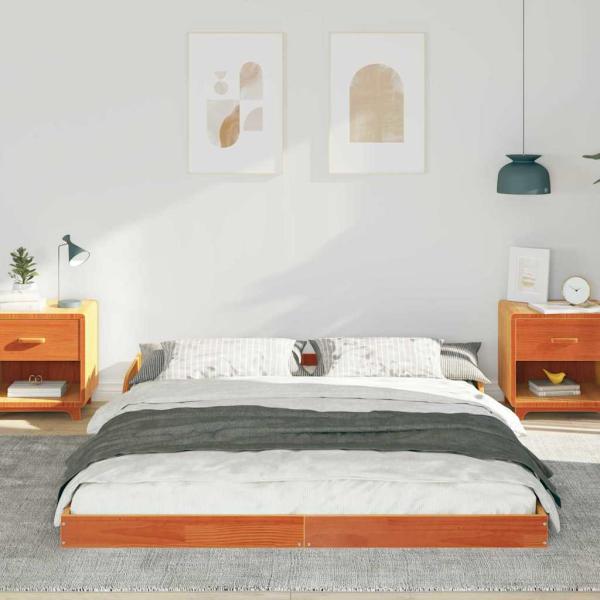 Bettgestell Wachsbraun 160 x 210 cm Massivholz Kiefer