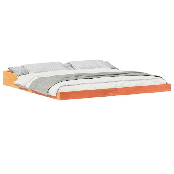 Bettgestell Wachsbraun 180 x 210 cm Massivholz Kiefer