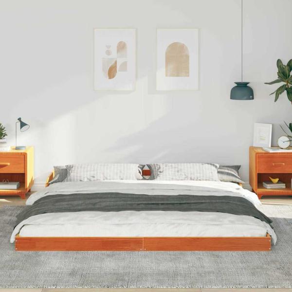 Bettgestell Wachsbraun 180 x 210 cm Massivholz Kiefer