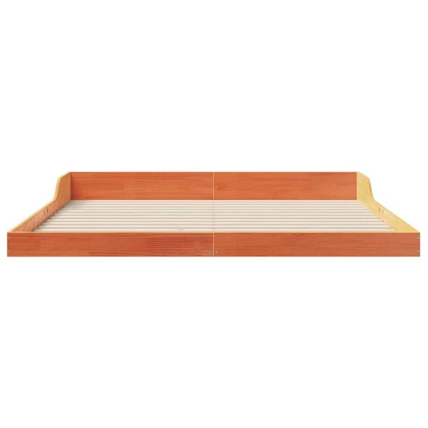 Bettgestell Wachsbraun 180 x 210 cm Massivholz Kiefer
