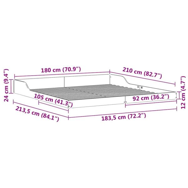 Bettgestell Wachsbraun 180 x 210 cm Massivholz Kiefer