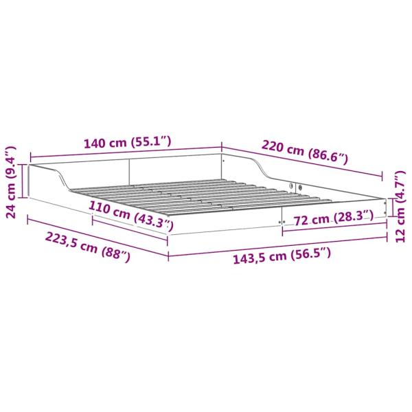 Bettgestell Braun 140 x 220 cm Massivholz Kiefer