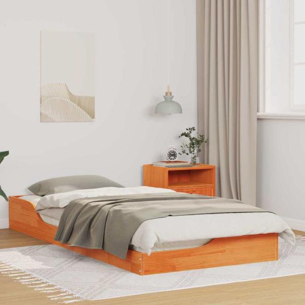 ARDEBO.de - Bodenbettgestell Wachsbraun 100 x 200 cm Massivkiefer