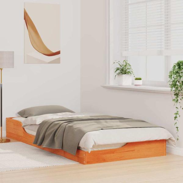 Bodenbettgestell Wachsbraun 100 x 200 cm Massivkiefer