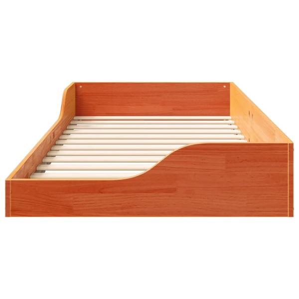 Bodenbettgestell mit Schubladen Braun 80 x 200 cm Massivkiefer