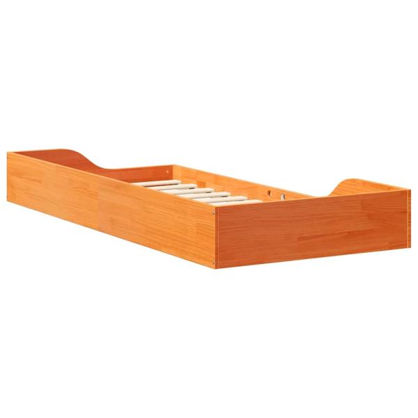Bodenbettgestell mit Schubladen Braun 80 x 200 cm Massivkiefer