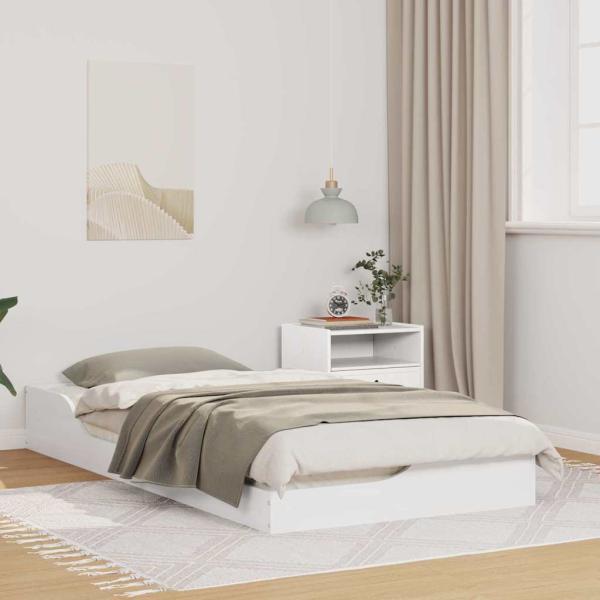 ARDEBO.de - Bodenbettgestell Weiß 75 x 190 cm Massivkiefer