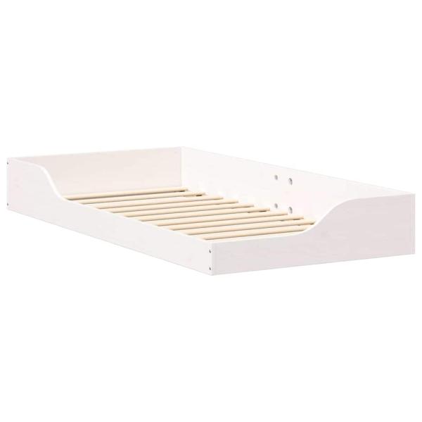 Bodenbettgestell Weiß 75 x 190 cm Massivkiefer