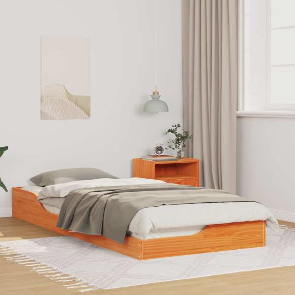 ARDEBO.de - Bodenbettgestell Wachsbraun 80 x 210 cm Massivholz