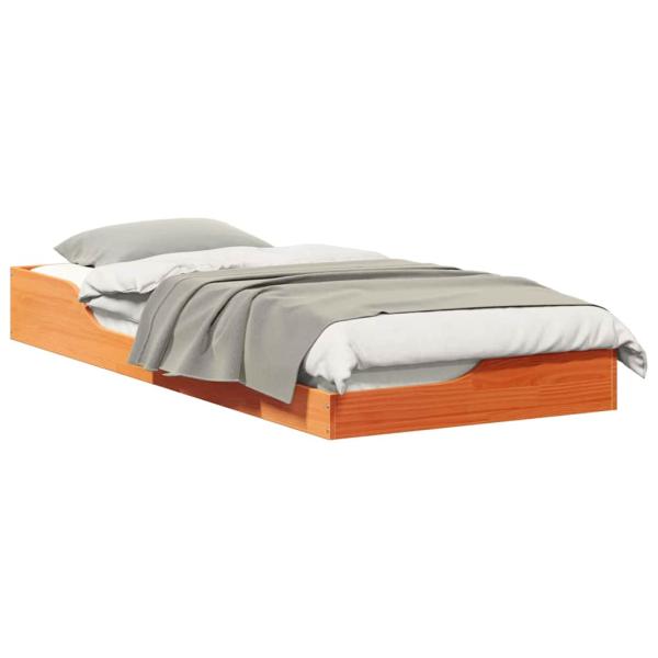 Bodenbettgestell Wachsbraun 80 x 210 cm Massivholz