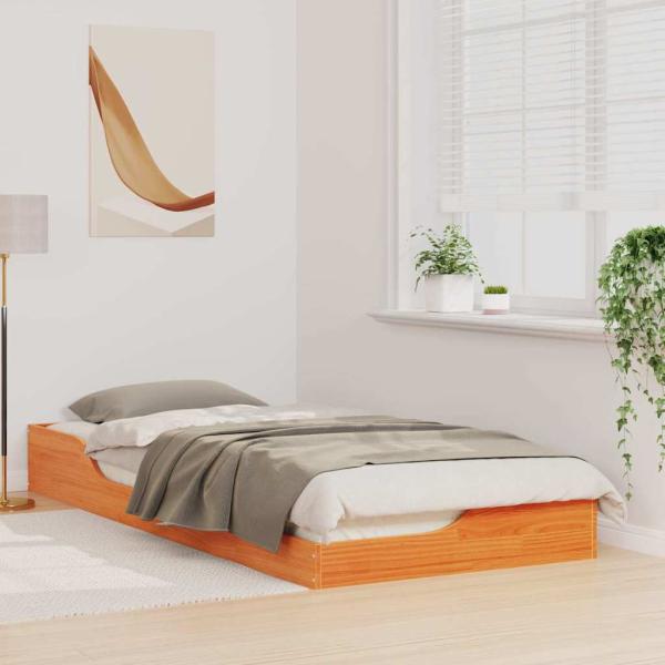 Bodenbettgestell Wachsbraun 80 x 210 cm Massivholz