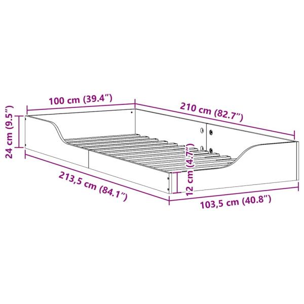 Bodenbettgestell Braun 100 x 210 cm Massivkiefer