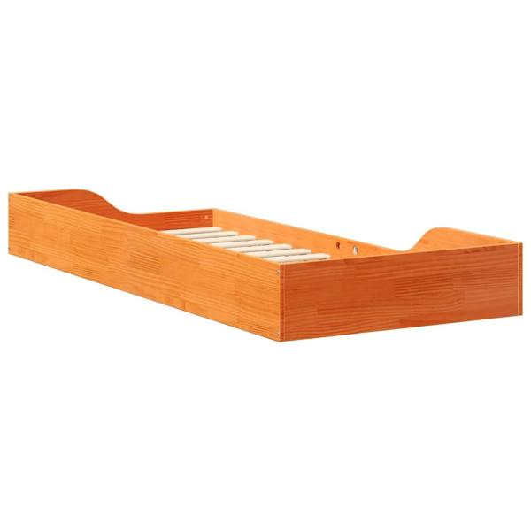 Bodenbettgestell Wachsbraun 100 x 210 cm Massivkiefer