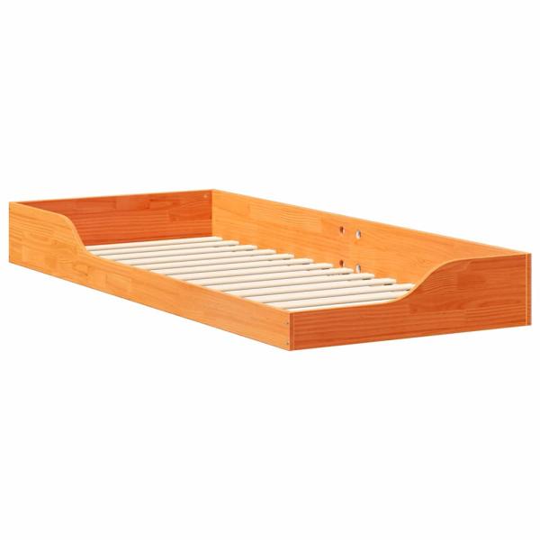 Bodenbettgestell Wachsbraun 90 x 220 cm Massivkiefer